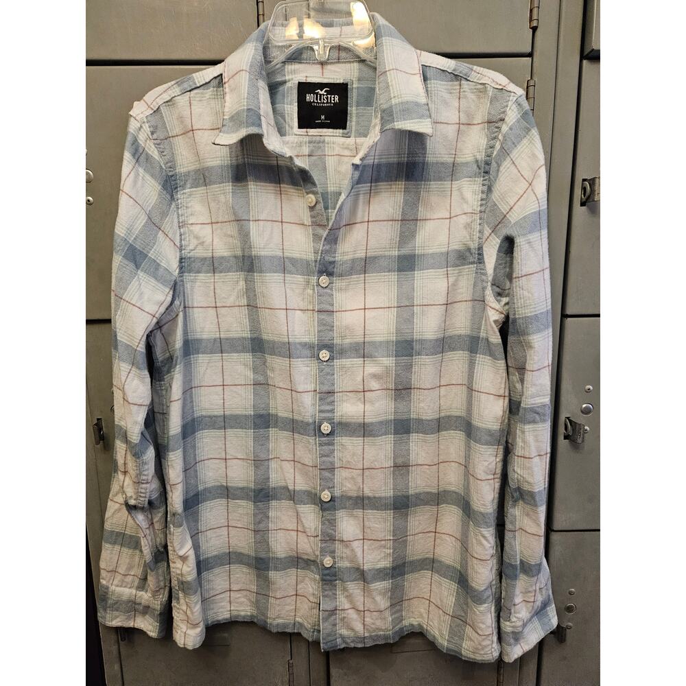 Hollister mens cotton flannel button down shirt size medium